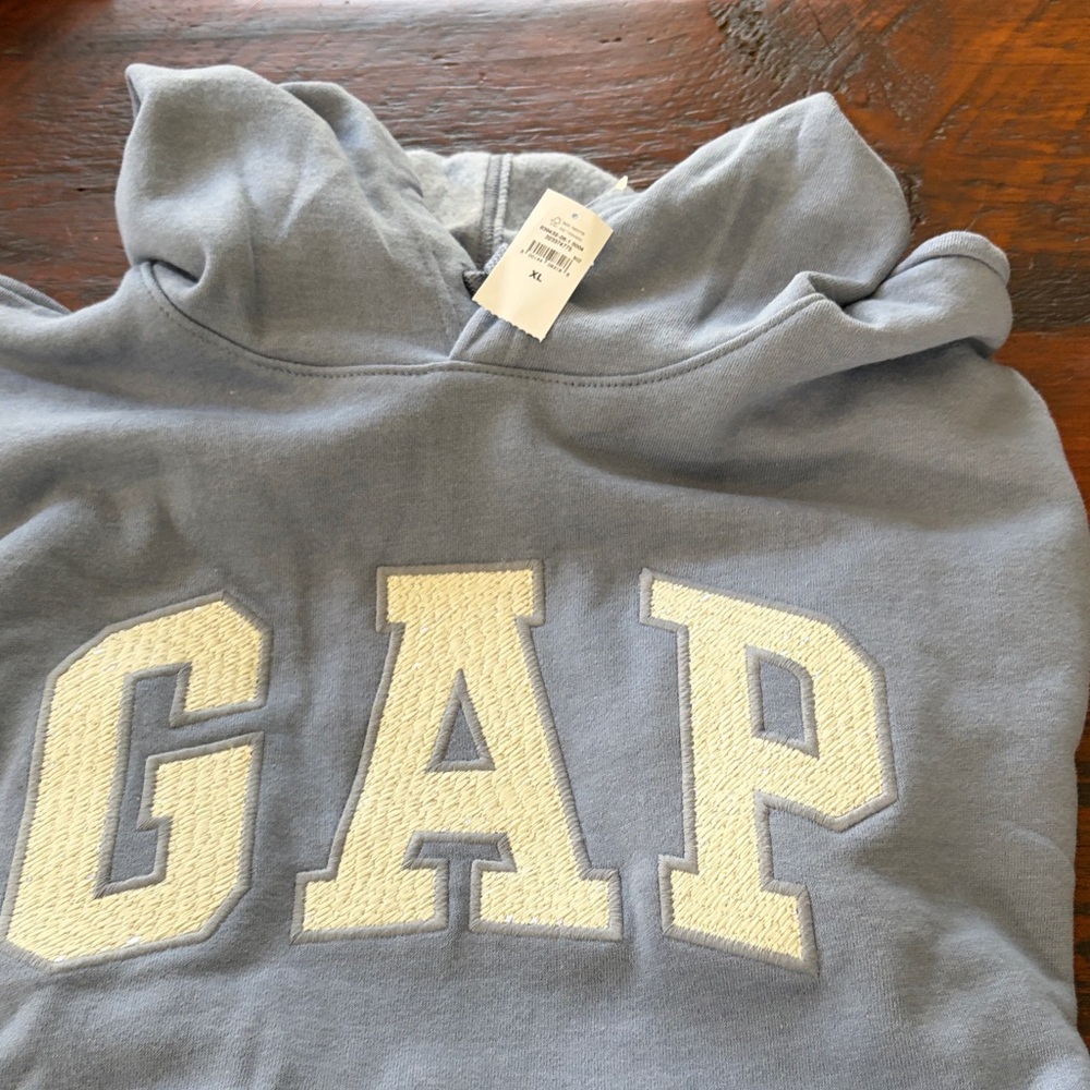 GAP Light Blue Hoodie with Cream Logo
